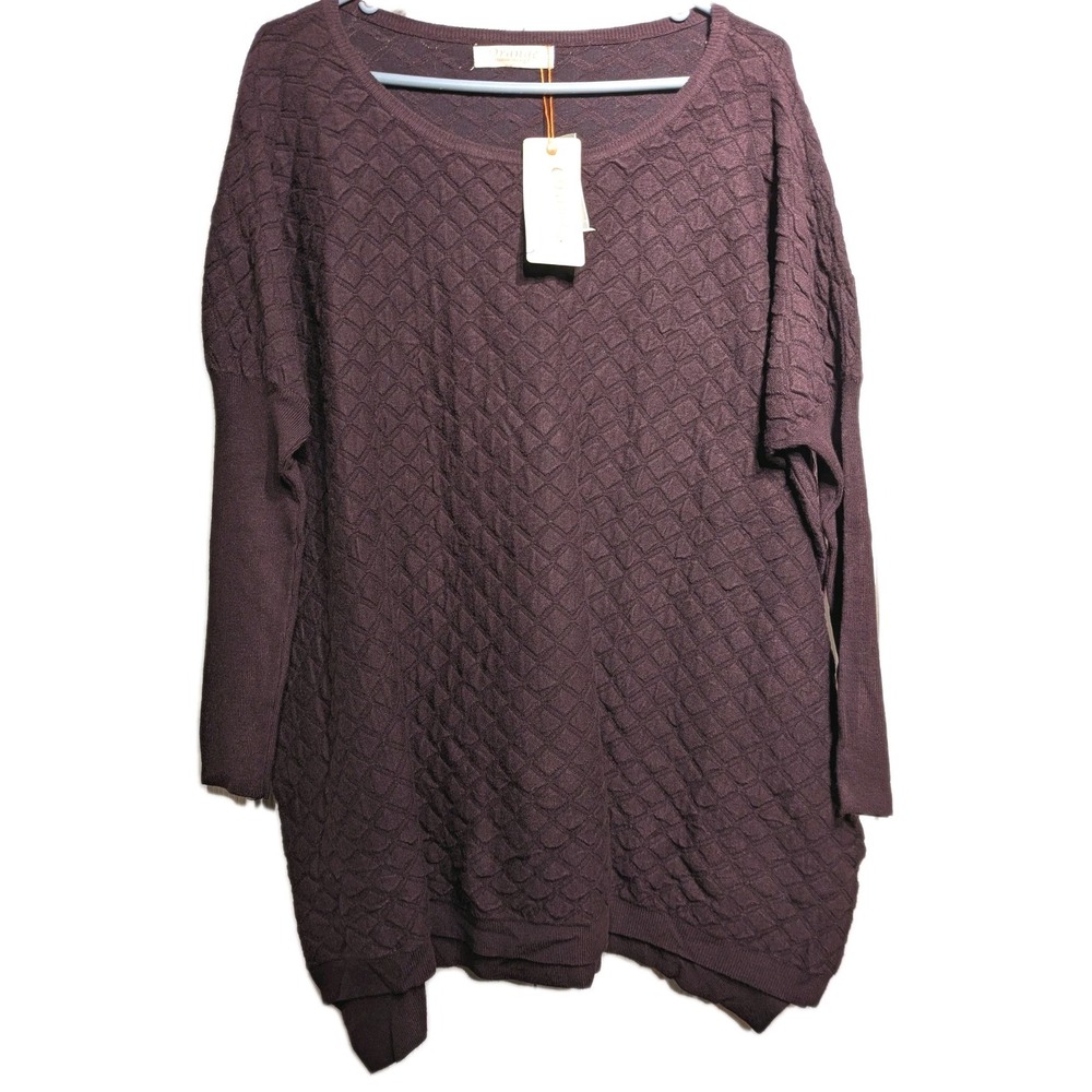 Orange Fashion Village Sweater Tunic Women One Size Purple Textured Dolman NWT